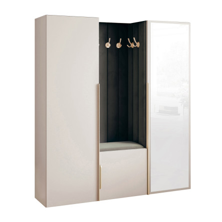 Garderoba Aria wersja 3 kaszmir z lustrem 168cm uchwyt hexa