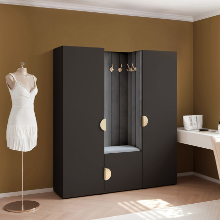 Garderoba Aria wersja 3 czarna 168cm uchwyt moon