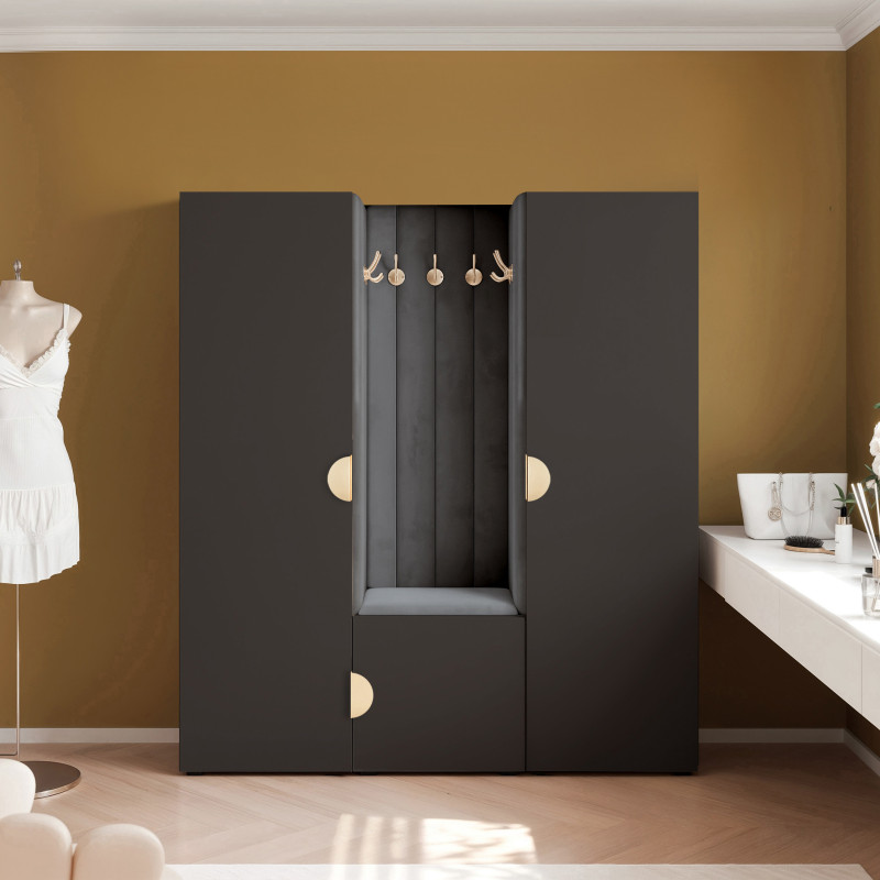Garderoba Aria wersja 3 czarna 168cm uchwyt moon
