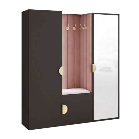 Garderoba Aria wersja 3 czarna z lustrem 168cm uchwyt moon