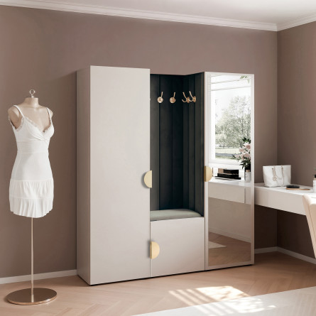 Garderoba Aria wersja 3 kaszmir z lustrem 168cm uchwyt moon