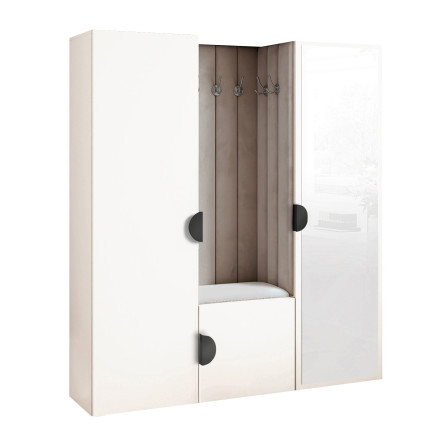 Garderoba Aria wersja 3 biała z lustrem 168cm uchwyt moon