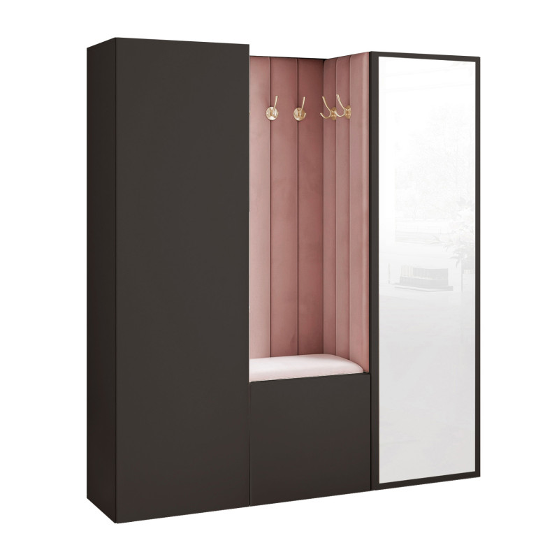 Garderoba Aria wersja 3 czarna z lustrem 168cm uchwyt PTO