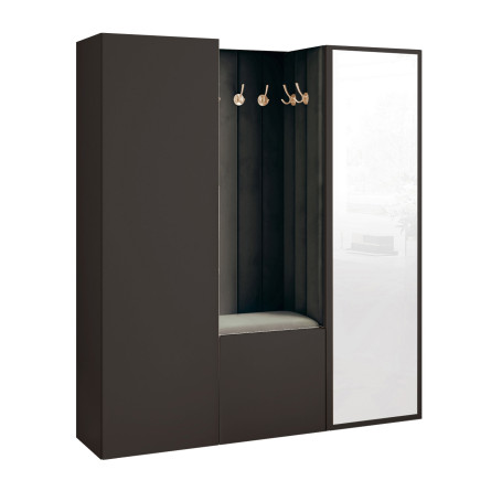 Garderoba Aria wersja 3 czarna z lustrem 168cm uchwyt PTO