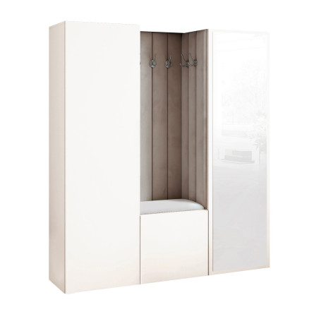 Garderoba Aria wersja 3 biała z lustrem 168cm uchwyt PTO