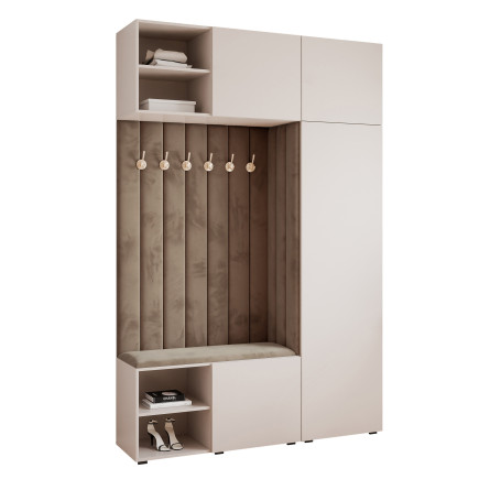 Garderoba Aria wersja 12 z nadstawką i szafką wiszącą 156 cm kaszmir PTO